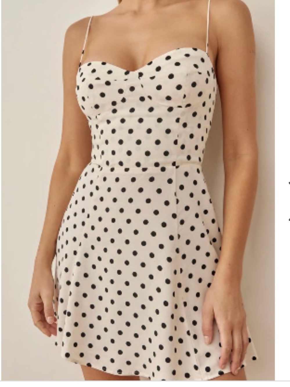 Reformation Cream Polka Dot Sweetheart Mini Dress